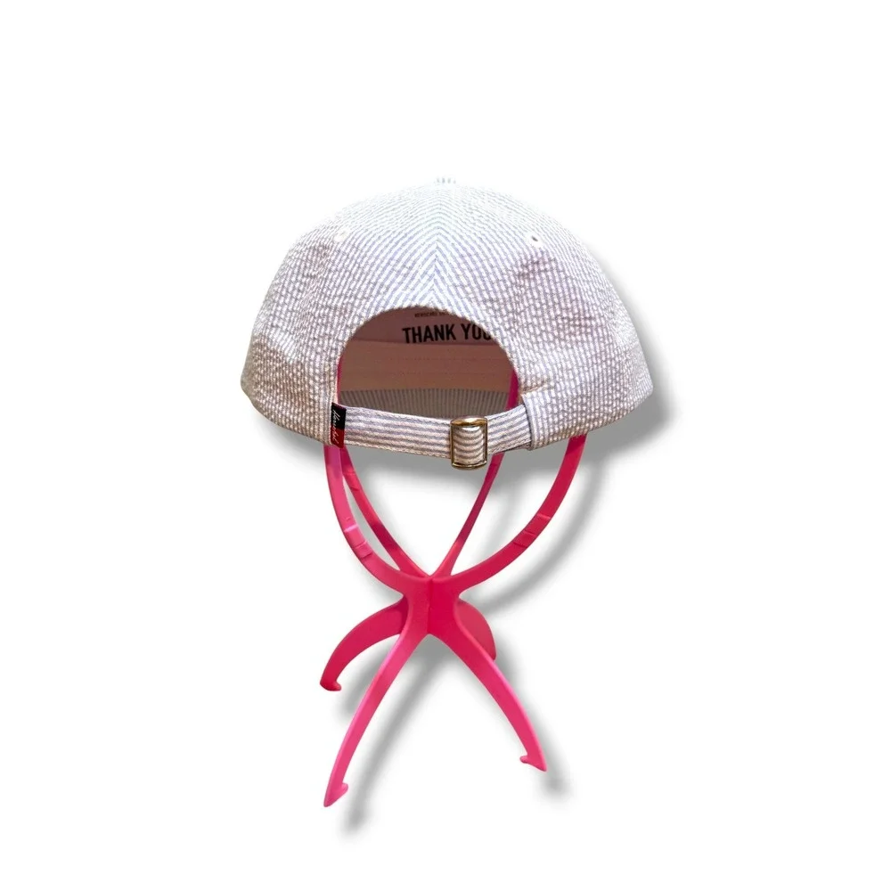 Herschel Supply Co Hat Unisex OS Blue White Seersucker Stripe Strapback Cap NWOT